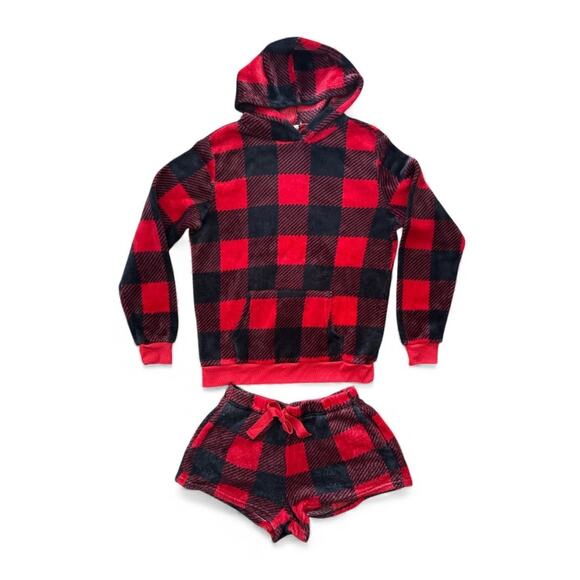 Orange Kiss Women’s Red and Black Plaid Lounge Set Medium - Picture 2 of 8